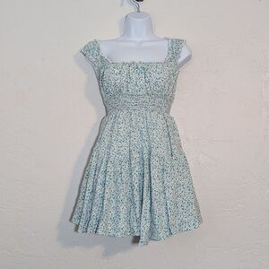 Dainty Floral Cottage Milkmaid Babydoll Mini Dress Garden Party Feminine Summer
